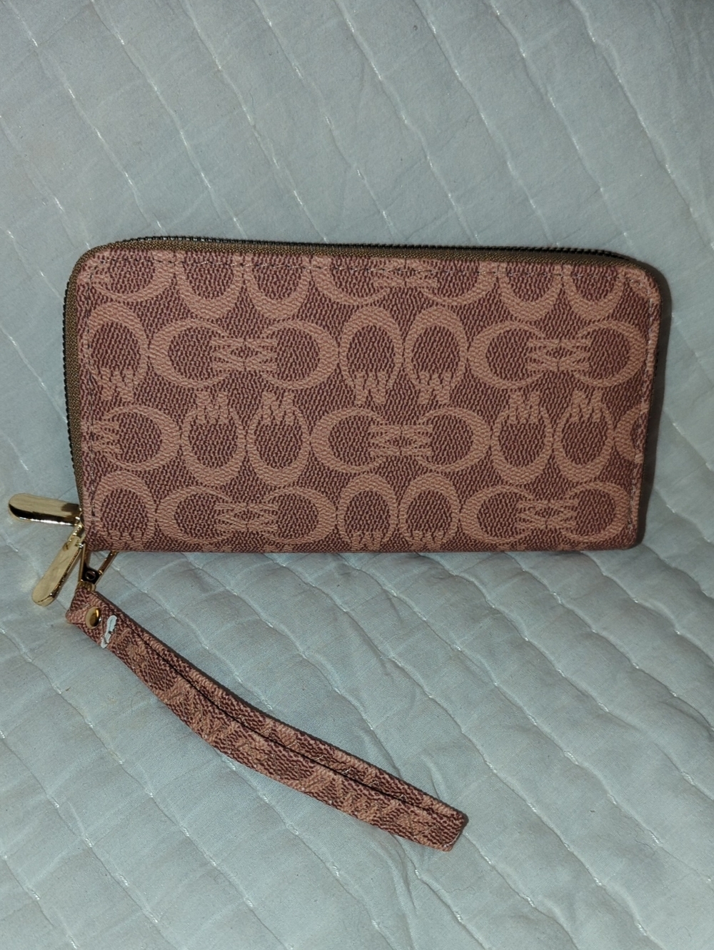 Wristlet Zip Wallet in Dusty Rose Jacquard